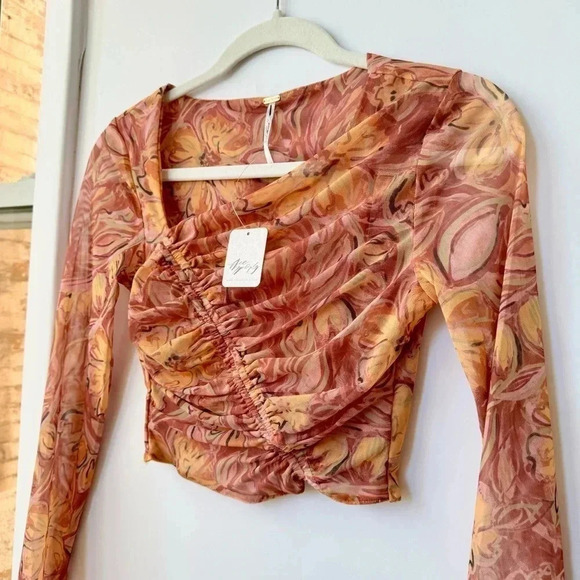 NWT Free People Supernova Set Two Piece Skirt Crop Top Long Sleeve Pink XS - Picture 14 of 17